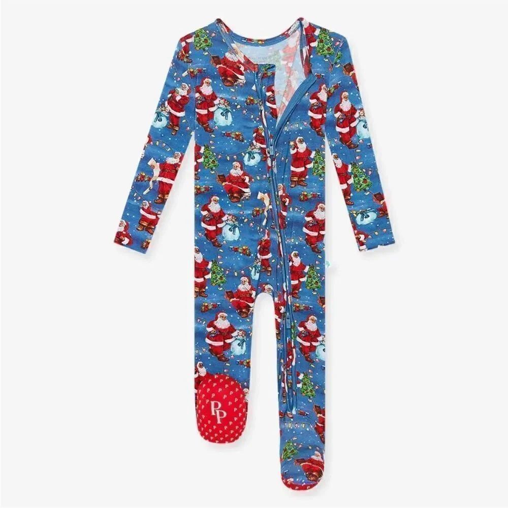 Posh Peanut NWT Santa Clause Footie Zippered One Piece 3-6 months